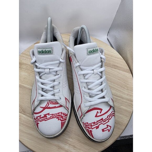 adidas Men's Advantage Sneaker Shoes White/Red/Green SIZE 8 US Customized - Picture 4 of 9